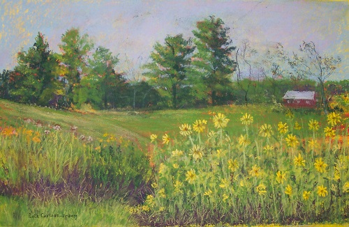 Painting - "Flowers in Field" by Ruth Friberg, Maine artist.l