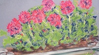 Painting - "Flowers Red", by Ruth Friberg, Maine artist.