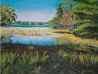 Painting - "Harbor View", by Ruth Friberg, Maine artist
