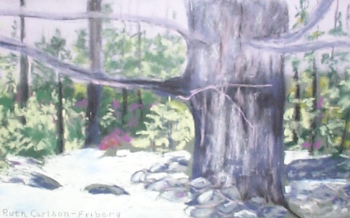 Painting - "Big Tree" by Ruth Friberg, Maine artist.