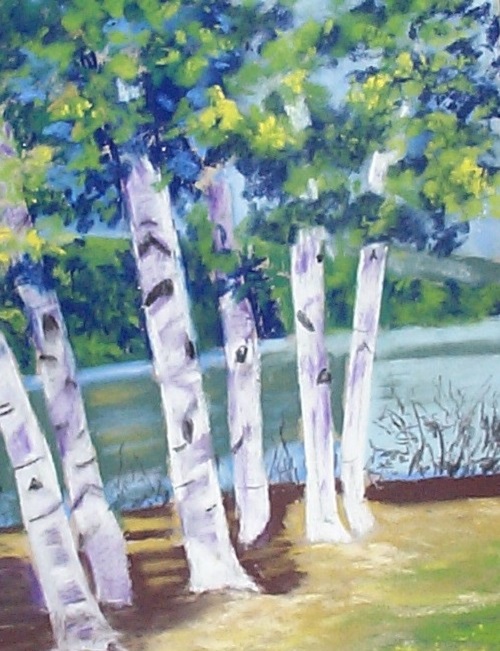 Painting - "Birch Stand" by Ruth Friberg, Maine artist.